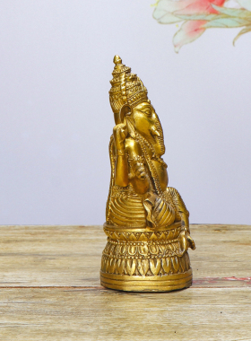 纯铜象鼻财神泰式风桌面车载摆件