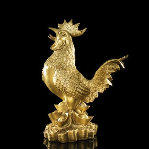 纯铜公鸡摆件铜福鸡金鸡报喜生肖鸡元宝鸡金钱鸡家居办公室装饰品 - 图2