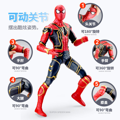 大款漫威绿巨刃蜘蛛侠人偶手办复仇者电动音乐变形机器人公仔玩具 - 图0