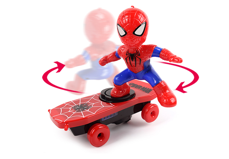 抖音电动特技车 大款奥特曼蜘蛛侠滑板车复仇者联盟翻滚 儿童玩具