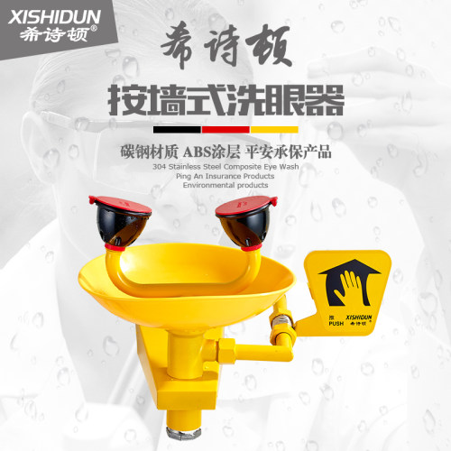 希诗顿碳钢ABS涂层 壁挂 接墙式组合式冲淋验厂洗眼器 - 图0