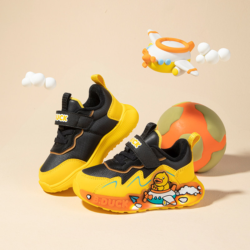 B.Duck小黄鸭童鞋儿童时尚休闲鞋冬季男童新款加绒闪灯 B5483003,淘宝优惠券,粉丝福利购,淘宝优惠卷