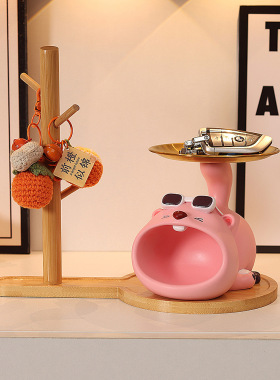 海狸小熊手机支架笔筒玄关收纳摆件办公室桌面家居卡通装饰品礼物