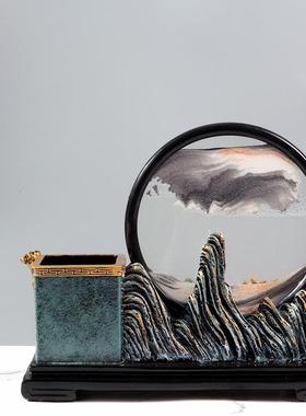 柿柿如意笔筒装饰品流沙画摆件