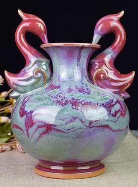 钧瓷花瓶河南神垕钧窑陶瓷器窑变釉特色纯手工艺术品桌面装饰摆件