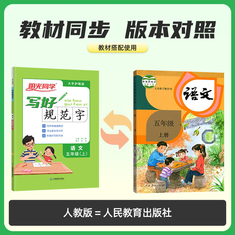 2024阳光同学写好规范字语文5五年级上册练字帖人教版全国通用小学专用儿童生字笔顺每日一练作业本练字小学生专用字帖练字帖