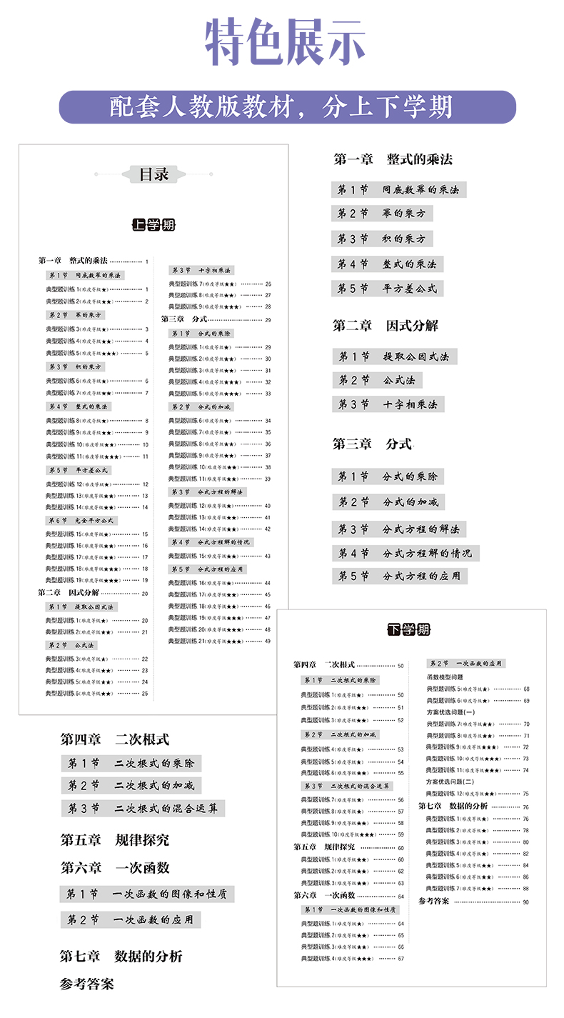 【官方正版】周计划初中数学计算题高效训练初二8八年级数学真题专项训练疑难思维题型解析初中数学解题能力强化训练中学教辅-图0