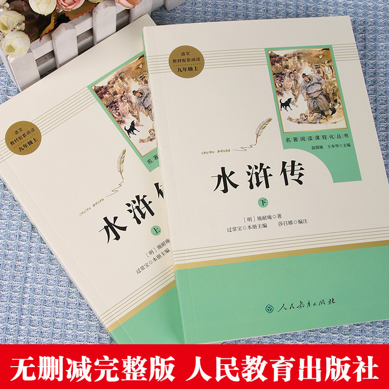 水浒传(上下)2册原著正版人民教育出版社九年级上册人教版学生青少年版施耐庵著初三初中生必读课外名著阅读书籍四大名著畅销-图0