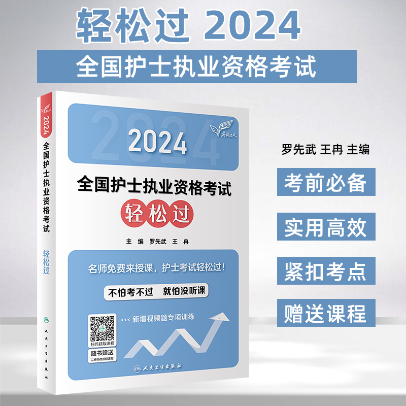 人卫护考轻松过 轻松过2024人卫版护考护士资格考试历年真题护士执业资格考试题库人机对话高频考点习题护士随身记 2024护考轻松过 - 图0