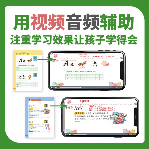 2025新小学英语零基础入门预备三年级英语26个英文字母48个国际音标450个必备单词150个常用表达视频音频彩绘同步小学启蒙英语