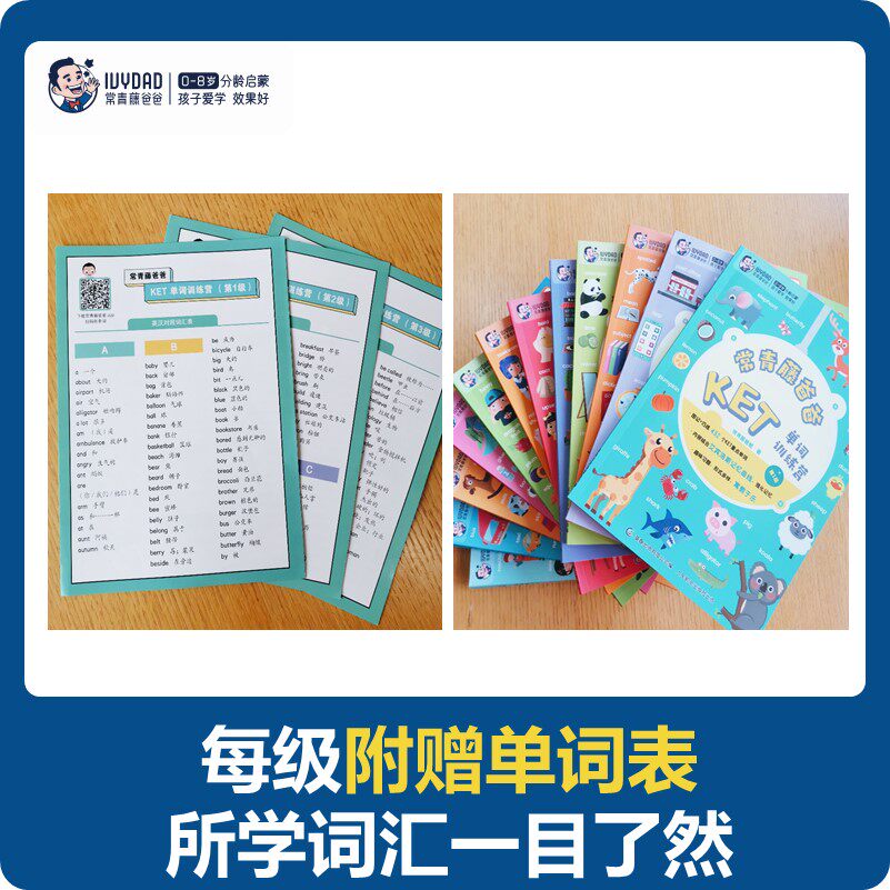 常青藤爸爸KET单词训练营第1/2/3级全套12册儿童英语绘本英文分级阅读幼儿园小学生一二年级单词书卡片记背神器幼儿英语启蒙教材书