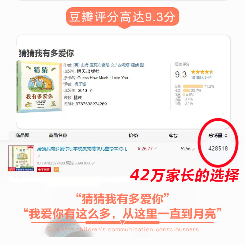 猜猜我有多爱你妈妈买绿豆信谊绘本硬皮壳精装儿童故事书阅读幼儿园老师推荐宝宝早教启蒙图画一三级01-2-3-5-8岁非注音版睡前读物