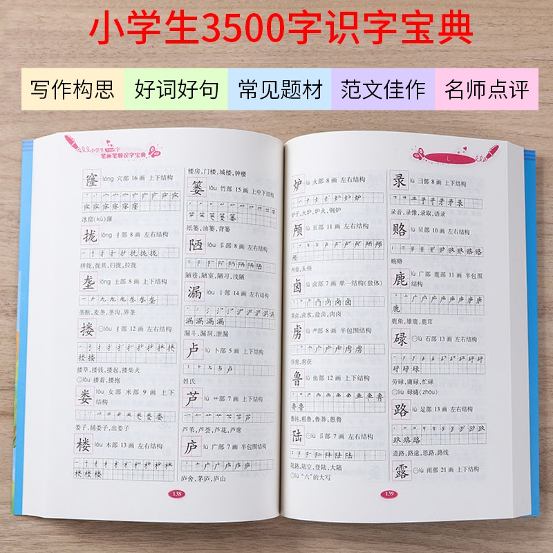 小学生3500字笔画笔顺识字多功能宝典 小学生全笔顺部首结构多音多义字级规范笔画写字现代汉语字典 一二三四五六年级语文工具书 - 图1