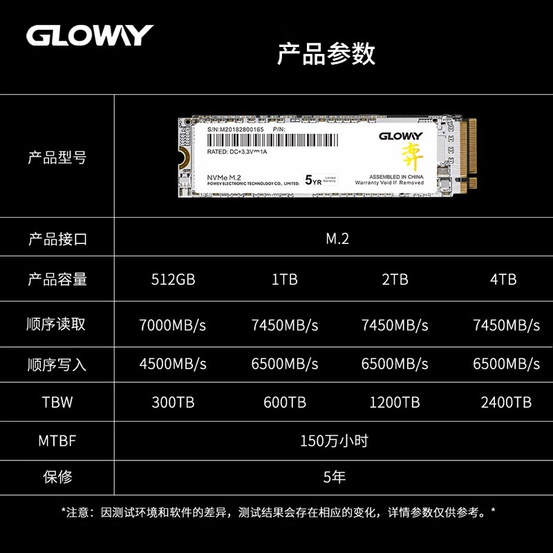 光威弈512g 1t 2t固态硬盘ssd m.2 nvme pcie 4.0笔记本ps5台式机 - 图1