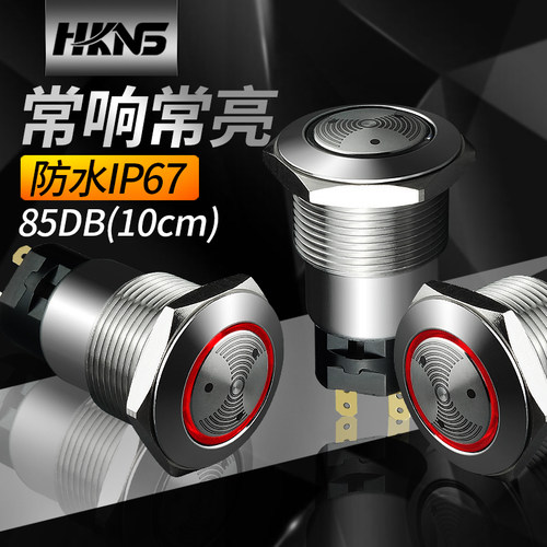 19mm防水不锈钢蜂鸣器 22MM金属蜂鸣器 常亮常响声 安全警报灯 - 图0