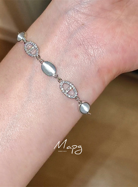 小众设计感猪鼻扣镶嵌手链