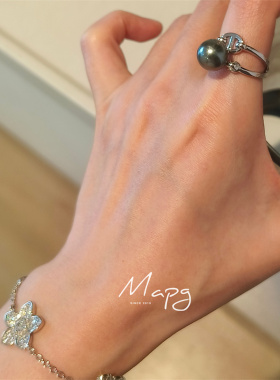 高级通勤灰珍珠设计感戒指