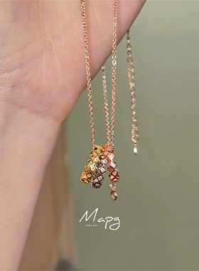 MAPG小众大牌感菱纹三色圈吊坠项链精致贵气设计通勤高级感锁骨链