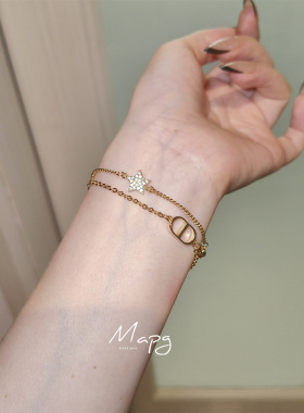 精致轻奢大牌字母星星双层手链