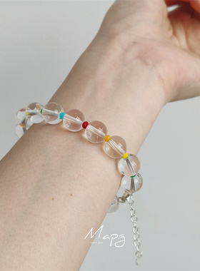 MAPG夏日小众纯净透明彩虹串珠手链多巴胺玻璃球日韩手环手串新款
