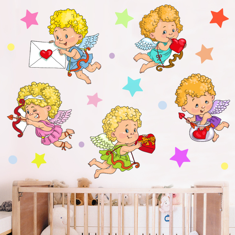 幼儿园育婴室母婴用品店医院妇产儿科墙贴可爱卡通小天使贴纸贴画