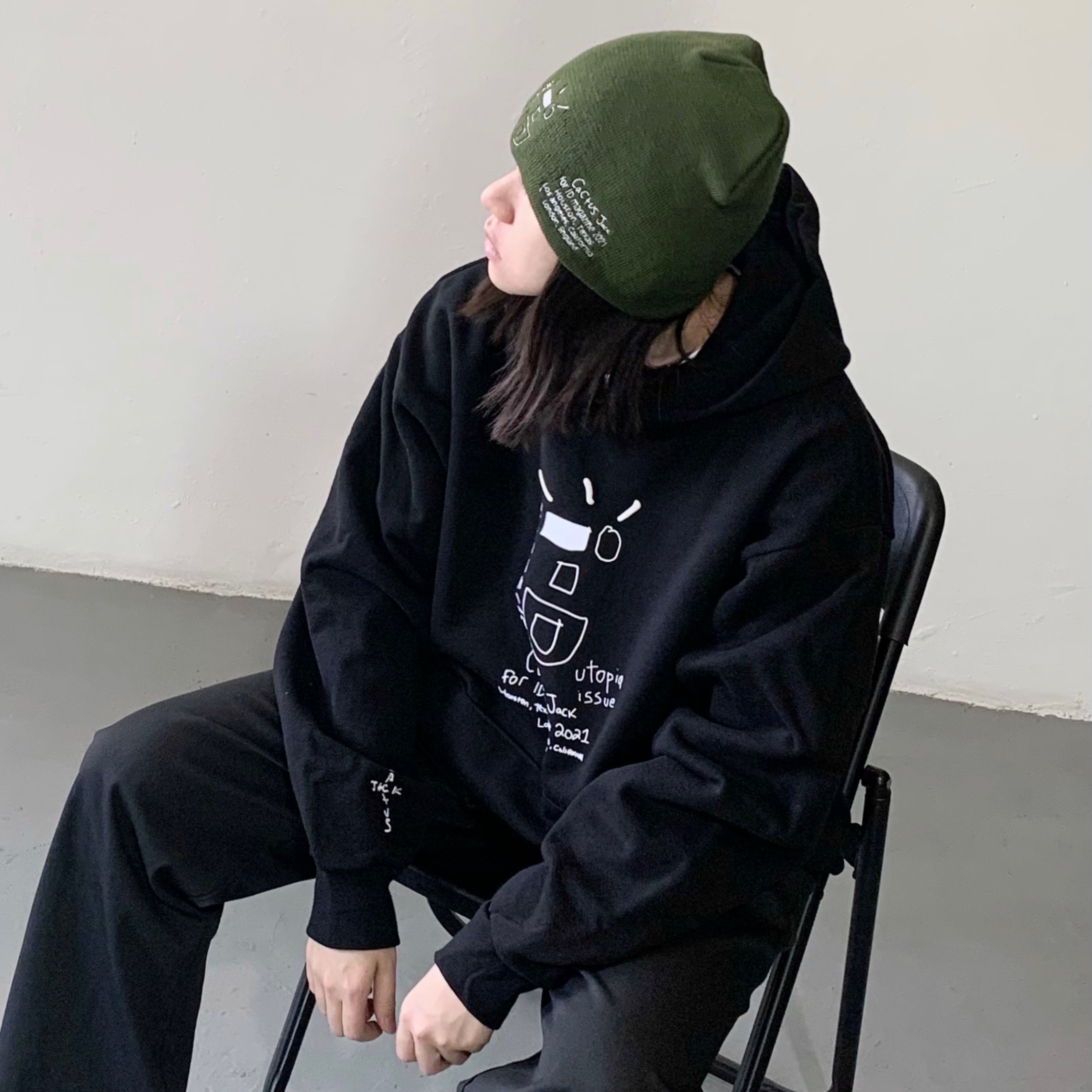 5折 现货 Travis Scott CACTUS WINK BEANIE iD刺绣毛线帽子冷帽