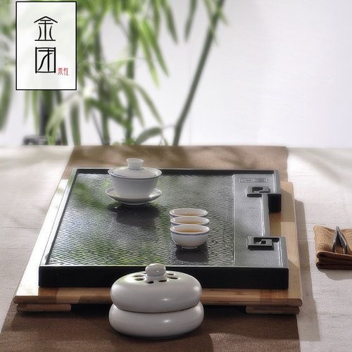 天然大号石材茶盘整块乌金石茶台家用简约功夫茶具托盘茶托盘茶海 - 图3