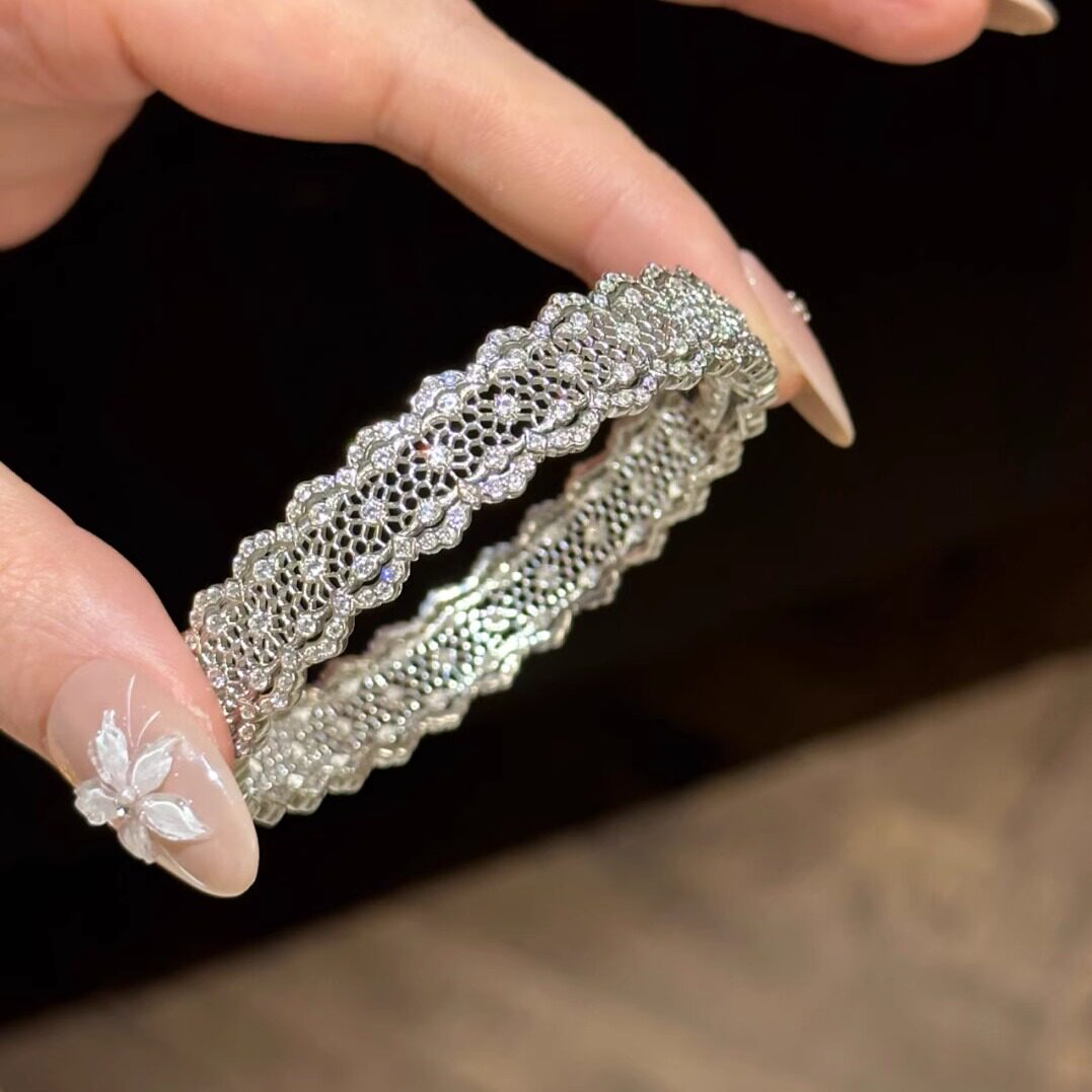 S925 silver! Lace queen lace bracelet ring set palace style medieval exquisite high-end light luxury niche