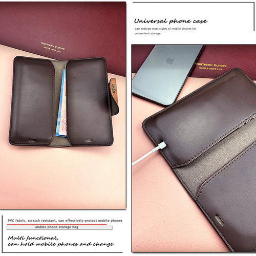 双手机收纳包苹果华为小米vivo通用手机保护套iPhone手机包二合一 - 图3