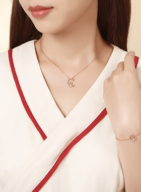 十二生肖项链女本命年吊坠送女友生日礼物时尚国潮风星月锁骨链