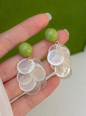绿色花朵滴釉耳环女夏天海边度假风耳钉多巴胺高级感小众设计耳饰