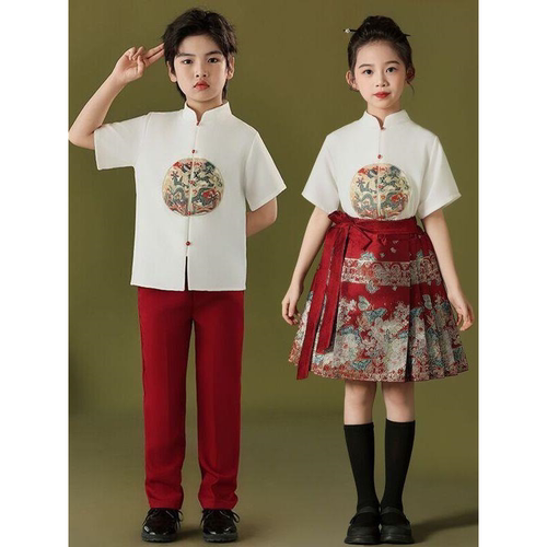元旦儿童演出服小学生合唱服装女童马面裙古装幼儿园中国风表演服 - 图1