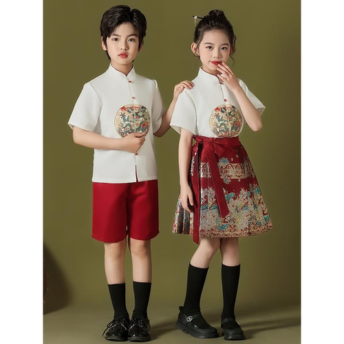 元旦儿童演出服小学生合唱服装女童马面裙古装幼儿园中国风表演服 - 图2