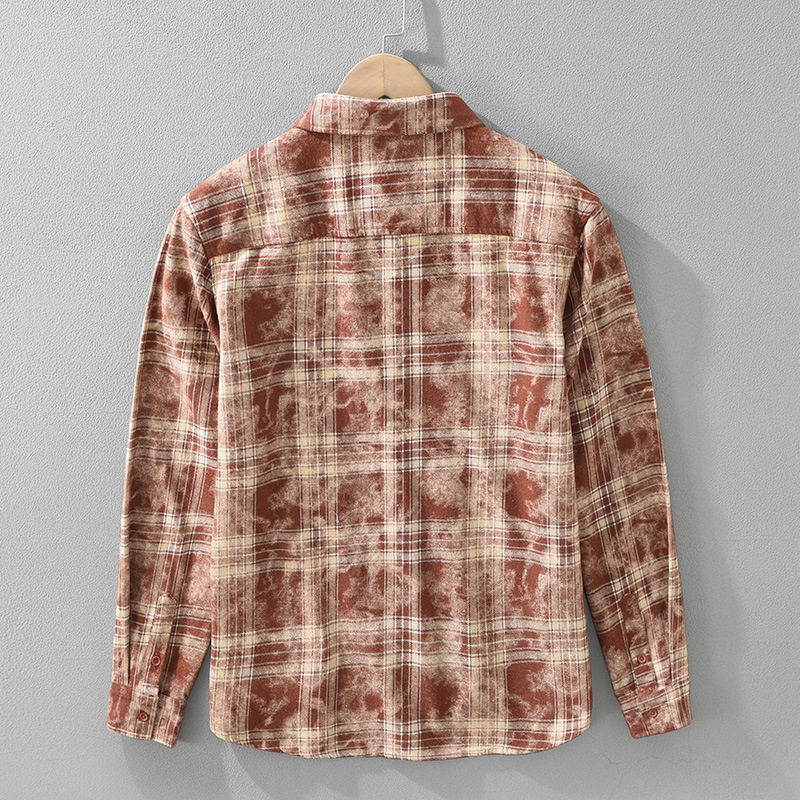 日系文艺格子长袖衬衫男士时尚潮流学生百搭休闲宽松上衣男装7575,淘宝优惠券,粉丝福利购,淘宝优惠卷