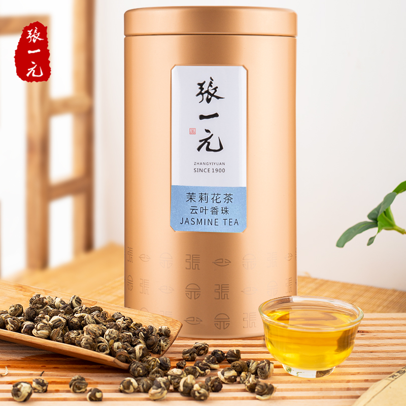 张一元茶叶特种茉莉花茶绣球浓香型茉莉龙珠云叶香珠150g罐装散装 - 图2