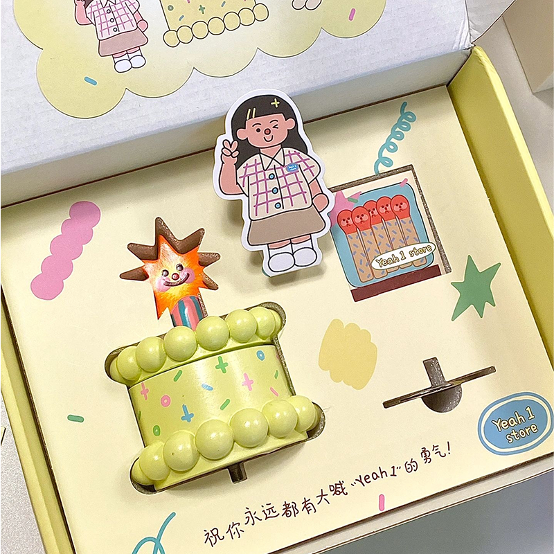 马克图布创意礼盒小星星蛋糕蜡烛装饰生日礼物送女生儿童实用摆件 - 图0