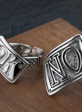 s925银NO黑桃扑克OK戒指