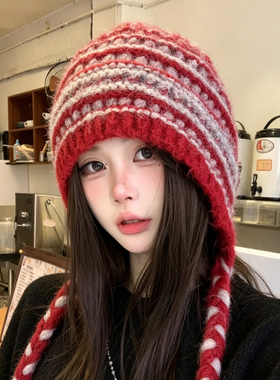 冬季女款针织护耳帽保暖显脸小