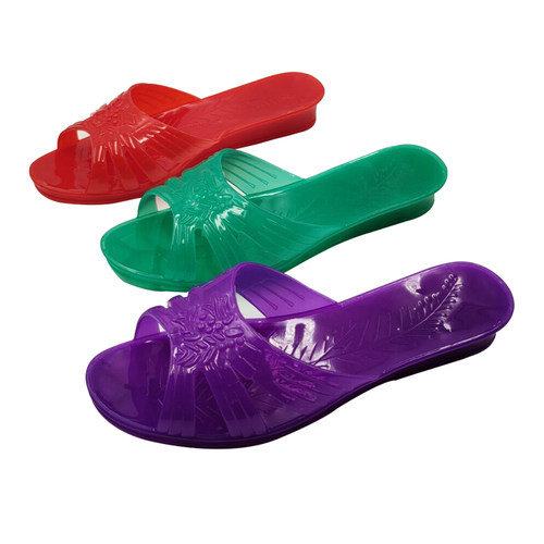 珠江菊花水晶拖鞋夏女居家防滑软底果冻经典怀旧塑胶料妈妈凉拖鞋 - 图3