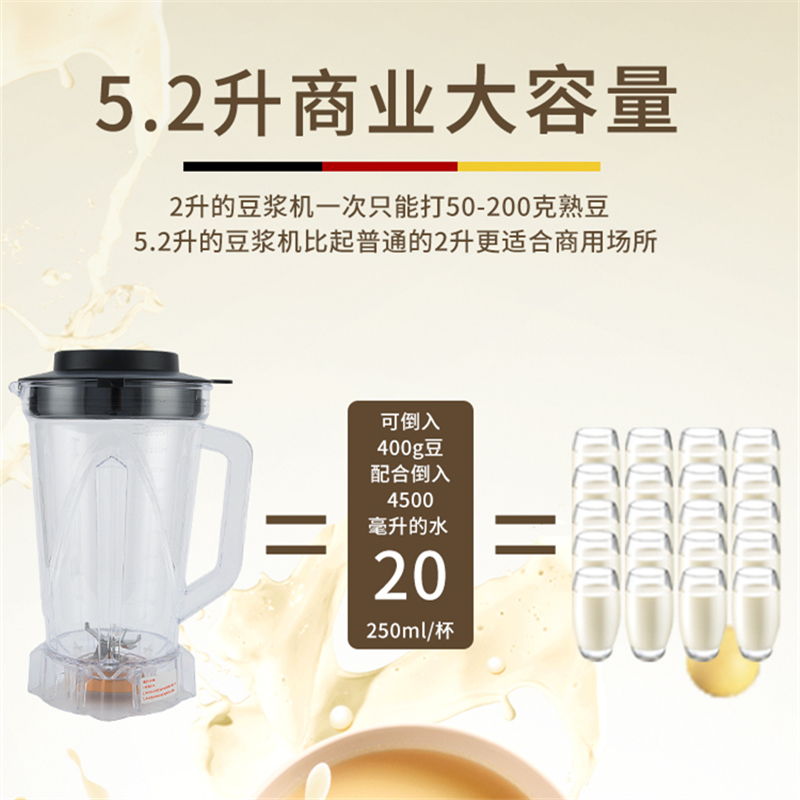 隆粤LY-500现磨豆浆机商用5L10升大容量早餐店用大功率破壁料理机 - 图2