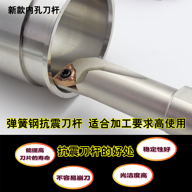 数控内孔镗孔刀杆阻尼抗震车床刀杆S12M-SWUNR04桃型双面六角刀片 - 图1