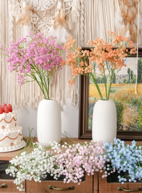 满天星仿真花家居装饰永生花摆件塑料假花白色干花轻奢拍摄道具花