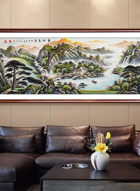 山水画客厅挂画手绘真迹聚宝盆画