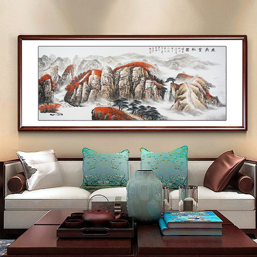幽燕金秋图国画手绘万里长城靠山图办公室客厅壁画金山岭晨光挂画 - 图2