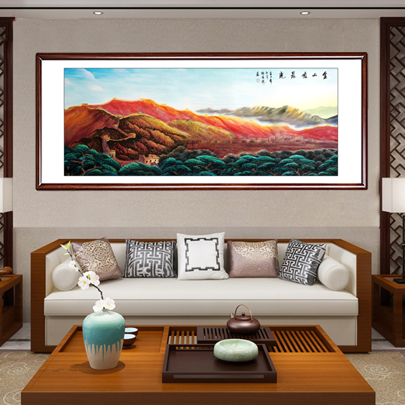 金山岭晨光万里长城靠山图客厅壁画国画山水画手绘真迹大会堂挂画