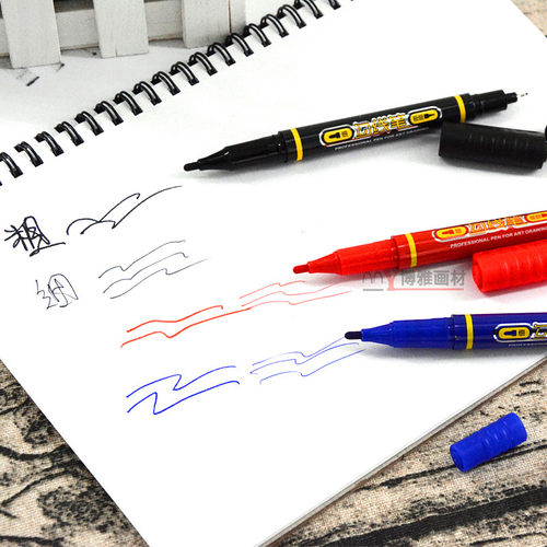 宝克记号笔油性双头黑色勾线笔儿童幼儿园小学生美术绘画专用笔 - 图1