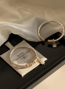 实心足银999.9不褪色招财猫手镯