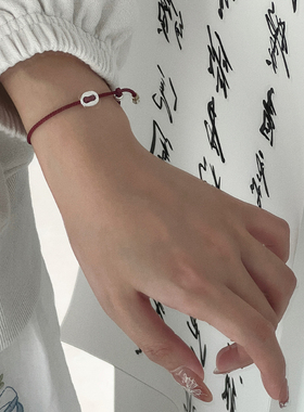 s925银简约猪鼻扣手绳