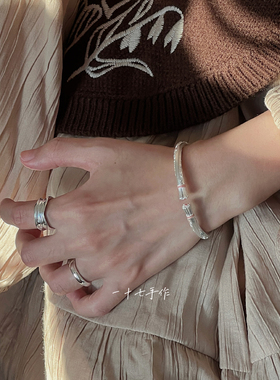 一十七手作蝴蝶珐琅足银9999手镯