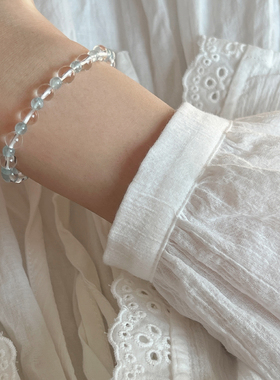 天然白水晶海蓝宝小清新串珠手链